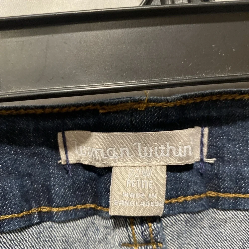 Woman Within Blue Straight Leg Denim Jeans Womans Size 22W Petite